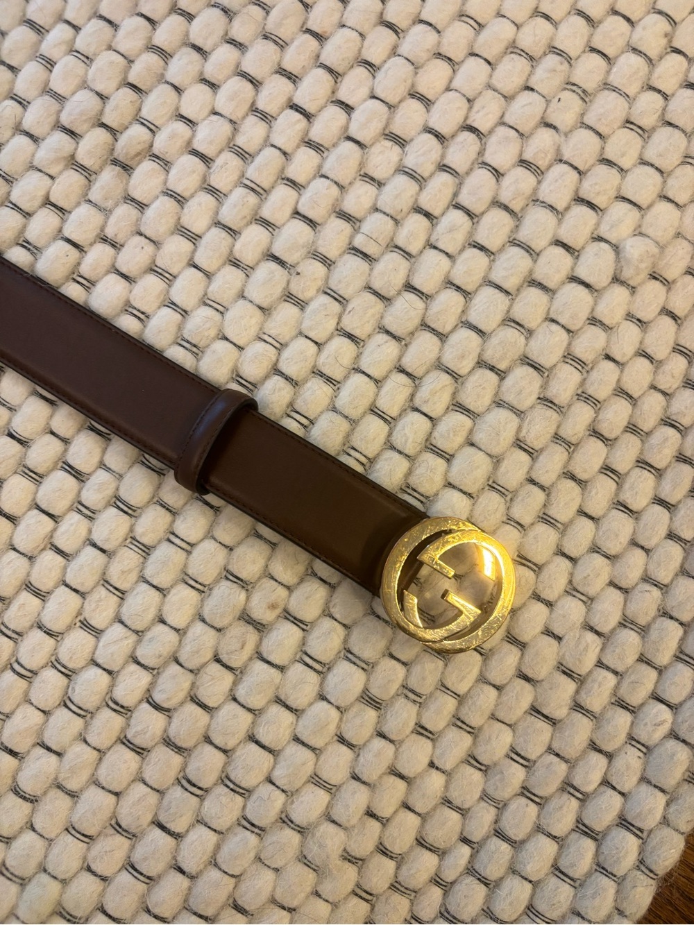 Gucci Brown Leather Belt Bag with Gold Double G Buckle